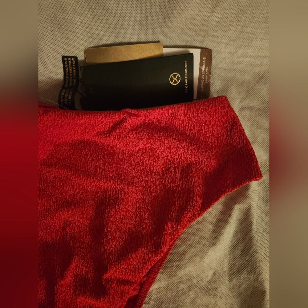 ViX Paula Hermanny Firenze Gigi Hot High Waist Bikini Bottoms In Red Sz L - Picture 3 of 7